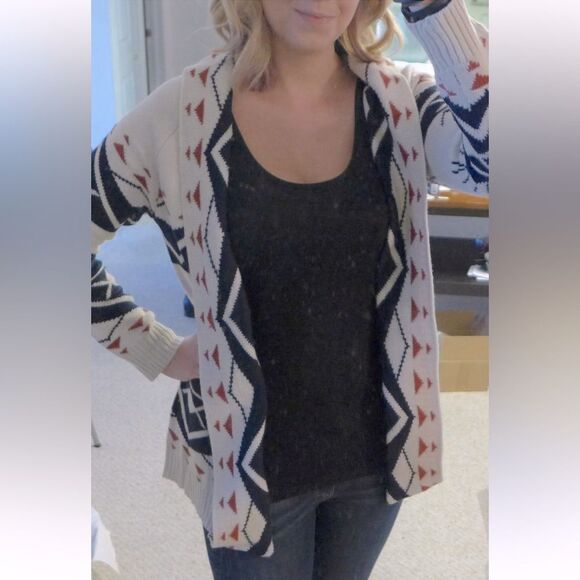 FATE open front cardigan sweater Aztec pattern knit, women’s Size S - Picture 2 of 12